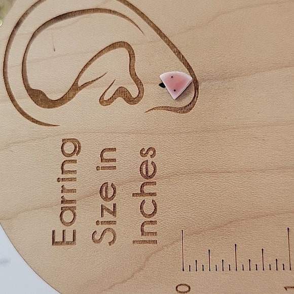 Watermelon Slice Ceramic Stud Earrings - Picture 5 of 7